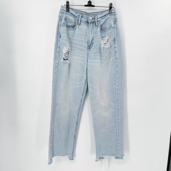 American Eagle Outfitters Denim - American Eagle AEO 90s Ripped Boyfriend Jeans Sz 6 Blue Highest Rise Light Wash
